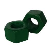 1/2"-13 A194-2H Heavy Hex Nut, Coarse, Med. Carbon, Teflon (Xylan®) Green